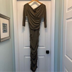 Vivienne Westwood Anglomania 3/4 Sleeve Bodycon Ruched Midi Dress Size XS